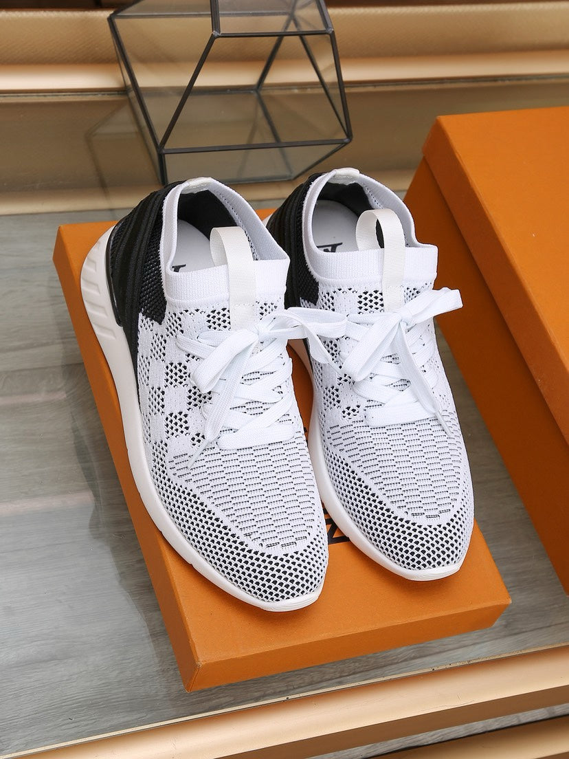 LV Sneakers In White Mix Black Mesh Fabric