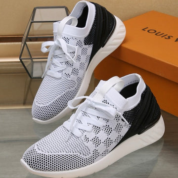 LV Sneakers In White Mix Black Mesh Fabric