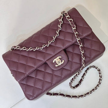 Classic Flap 23CM Burgundy Caviar Light Gold Hardware