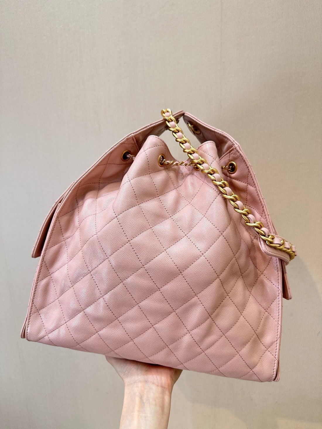 CC 25C Hobo Bags 40CM Pink Grained Calfskin