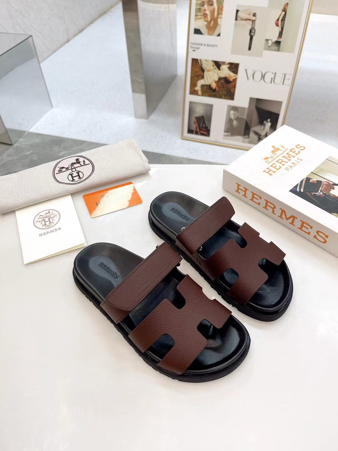 Hm 2025 Chypre Sandals Dark Brown Cowhide 294377