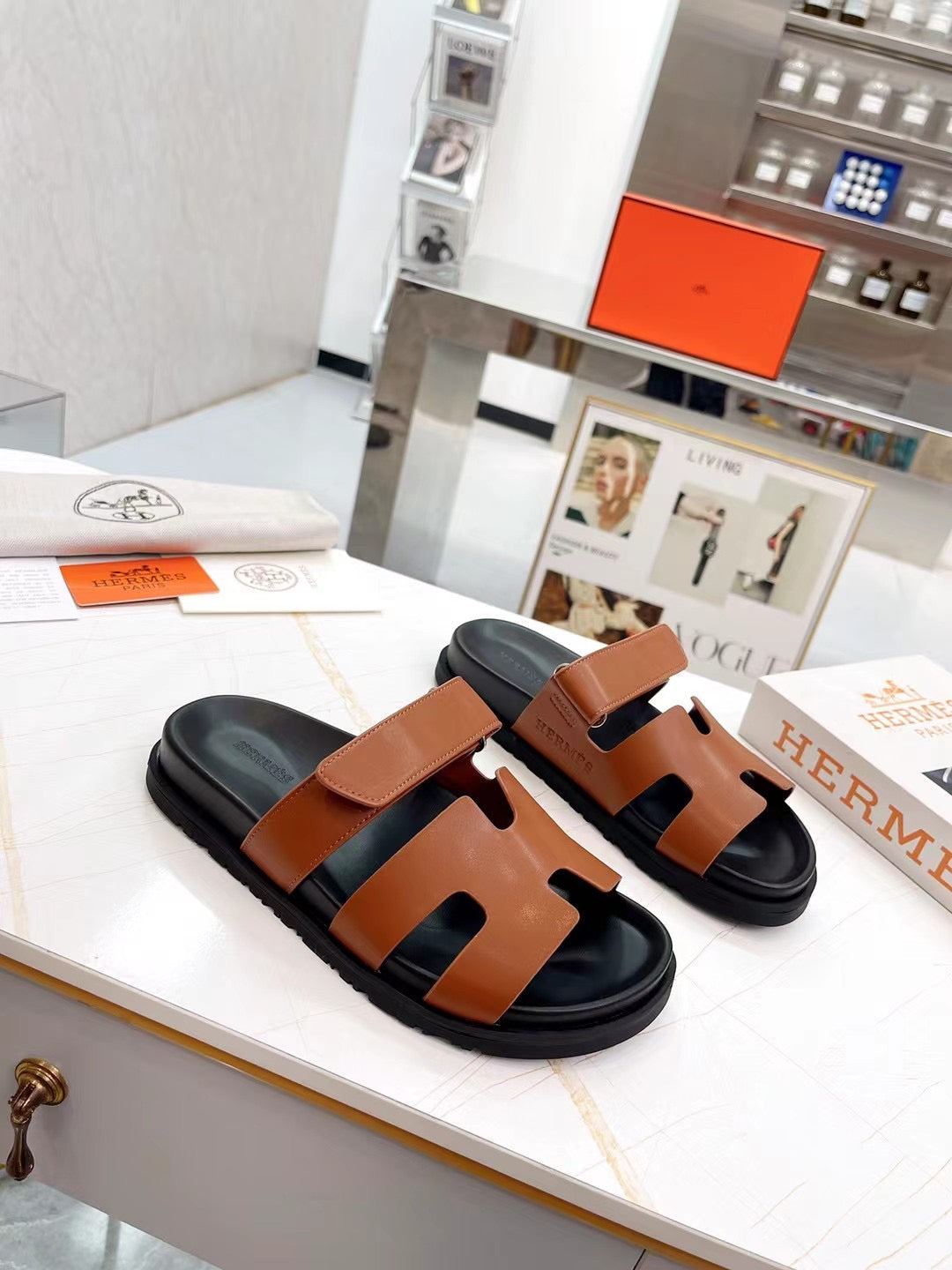 Hm 2025 Chypre Sandals Brown Cowhide 294381