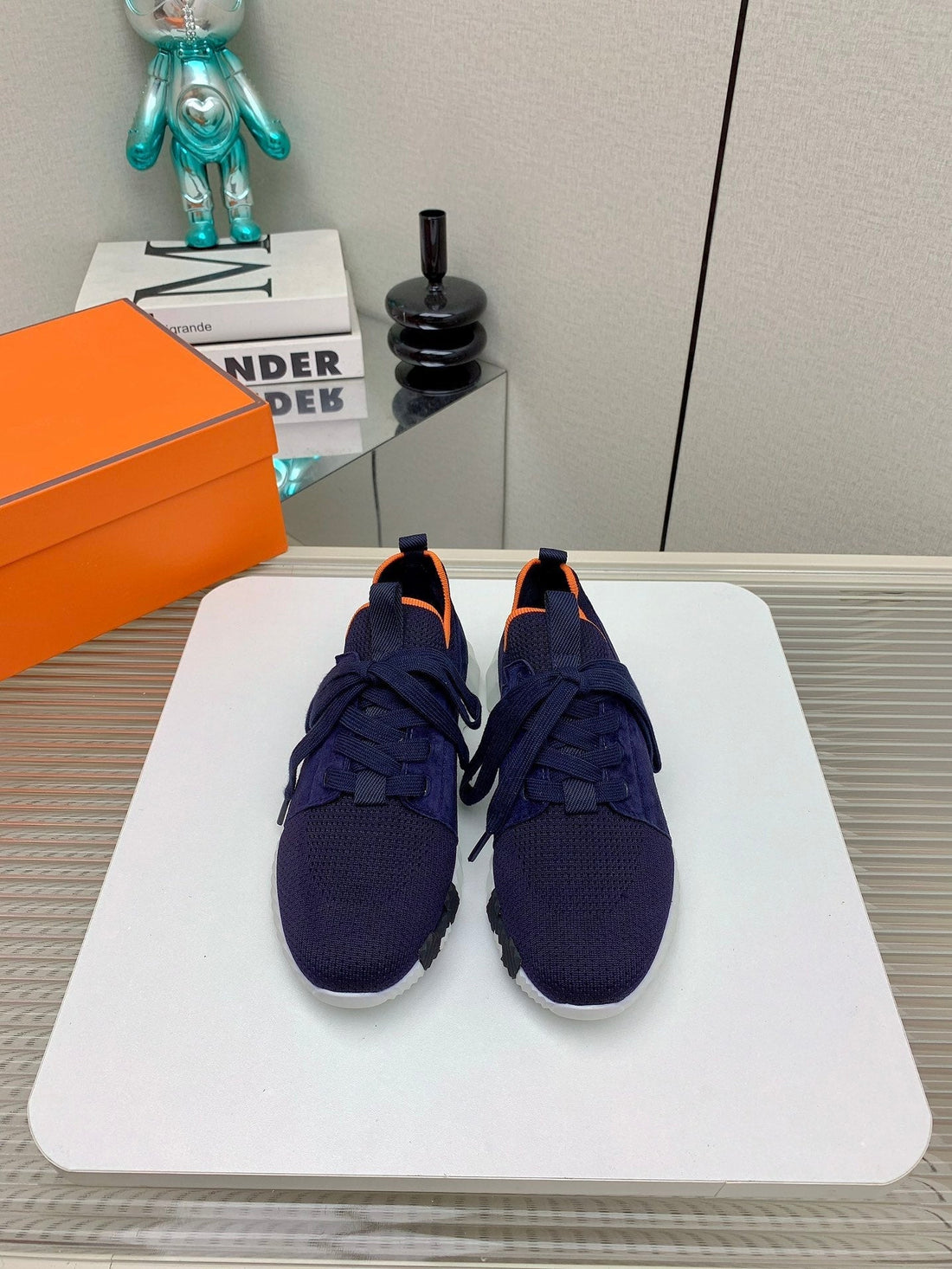 Hm Depart Slip-On Sneaker In Navy Blue Woven Fabric 106330