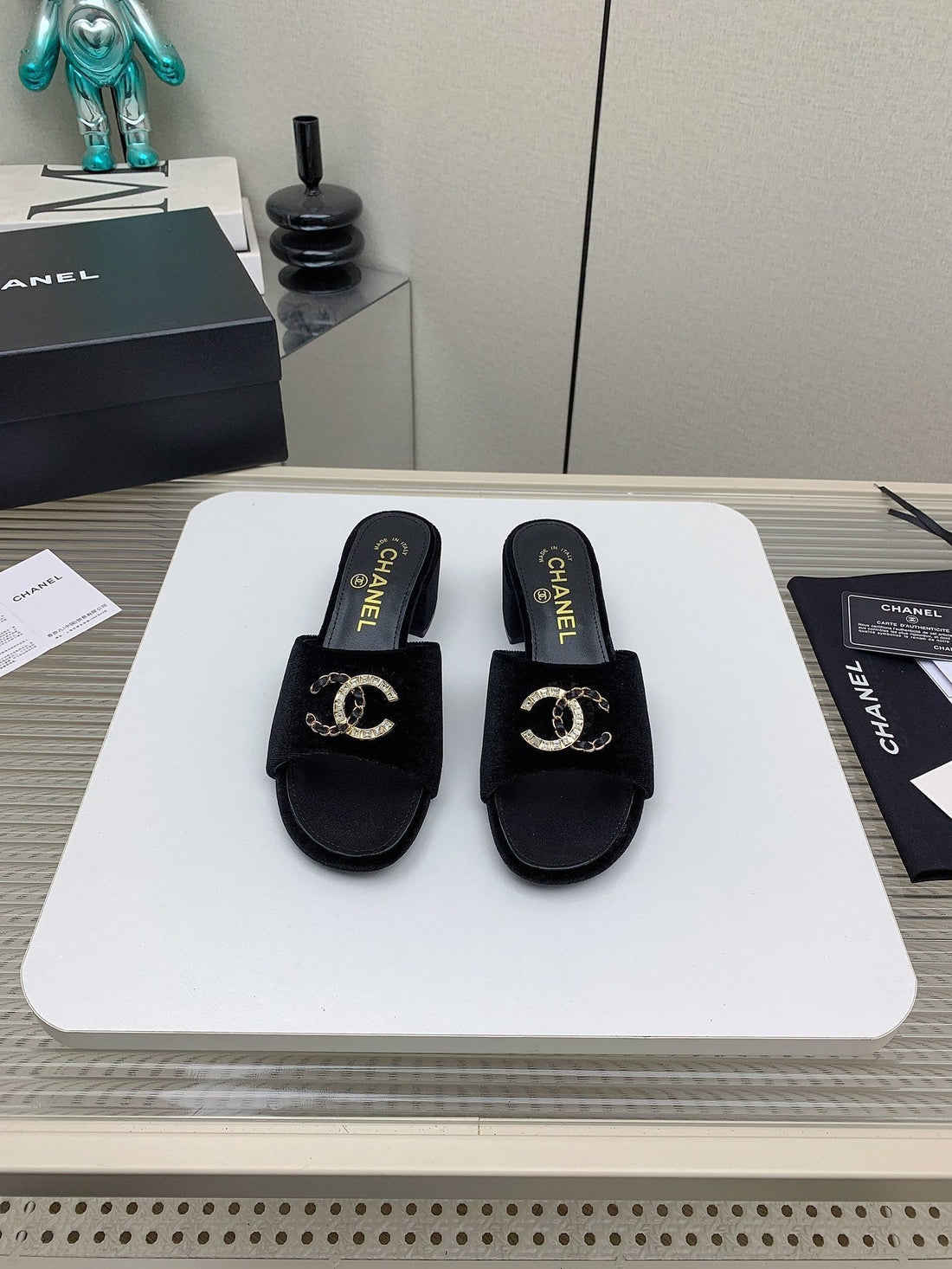 CC Mule Sandals 50M In Black Velvet 148971