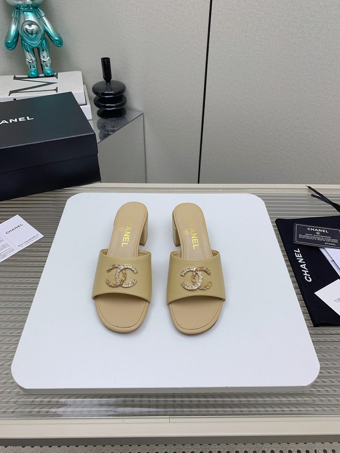 CC Mule Sandals 50M In Beige Lambskin 148980