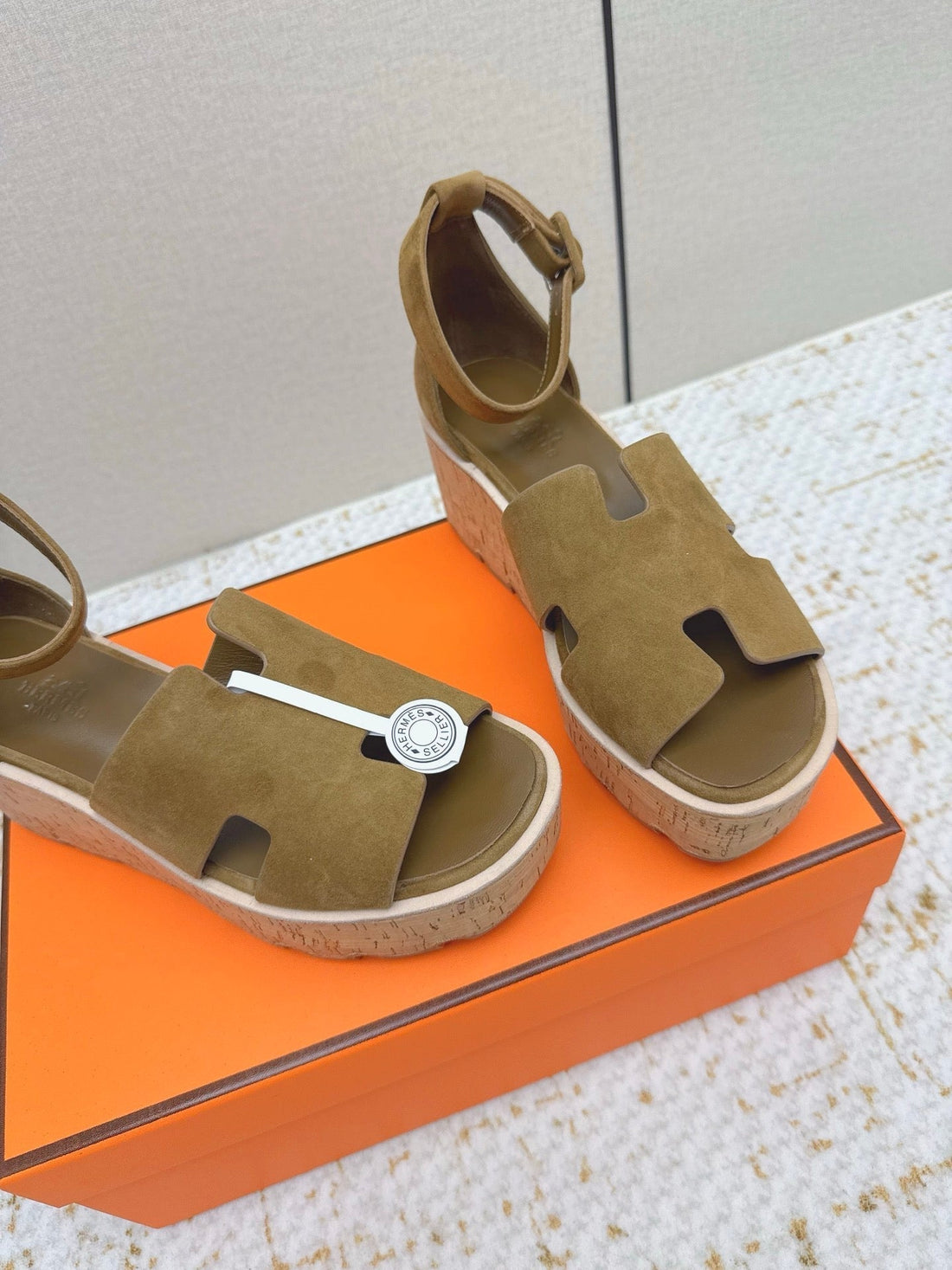 Hm Luce 30 Sandal 65MM Amber Earth Suede Cork 477970