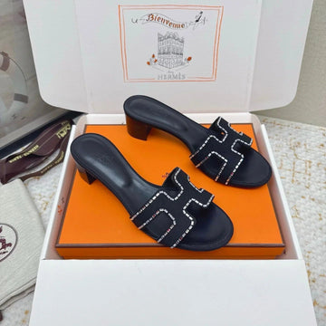 Hm 26SS Oran Sandals 50 Black Suede Sheepskin 625240