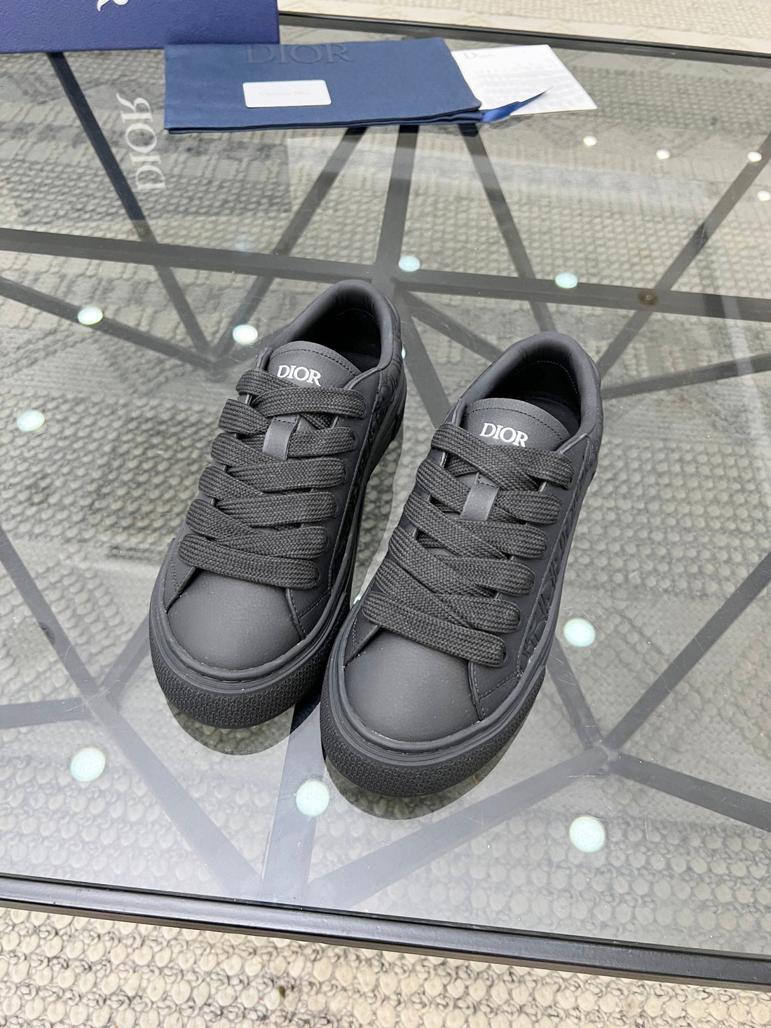 CD B33 Sneaker Black Embossed Calfskin