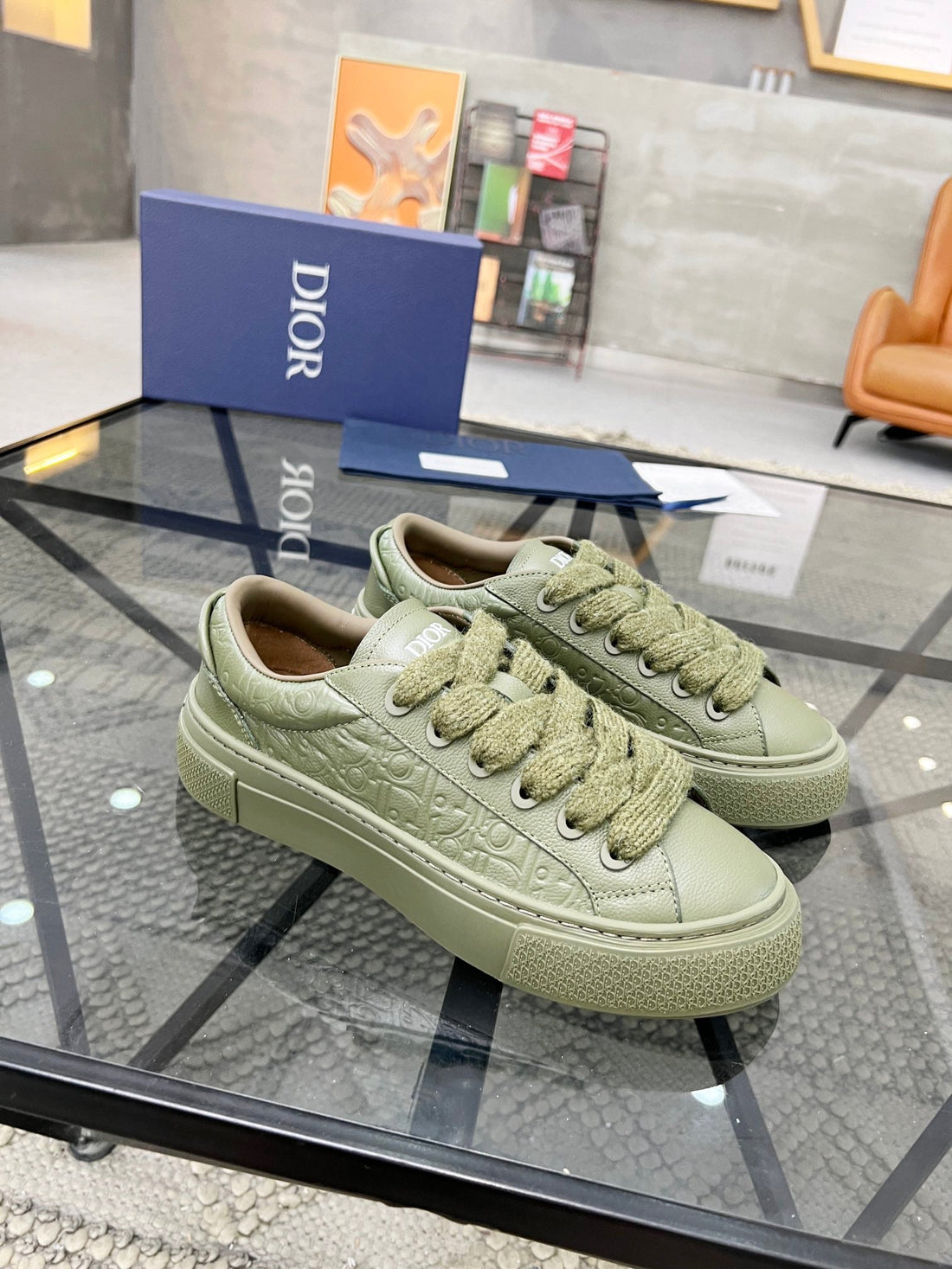 CD B33 Sneaker Pickle Embossed Calfskin
