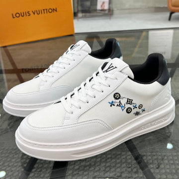 Beverly Hills Trainers White Mix Black Calfskin And Mesh Fabric