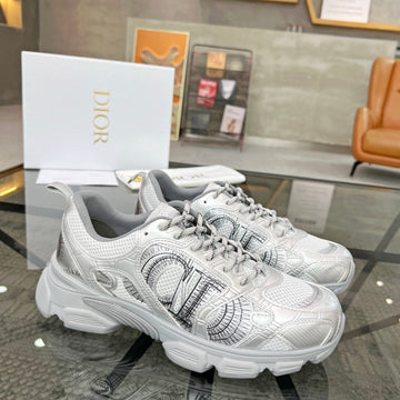 CD Chrono Sneaker White And Silver Mesh Fabric