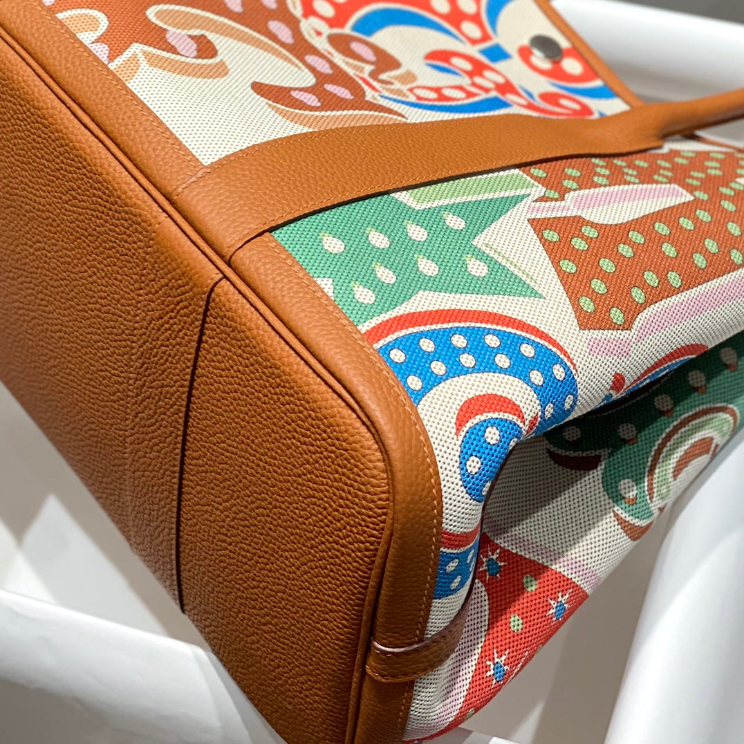 HM Garden Party 36 Multicolor Canvas And Negonda Calfskin 243393
