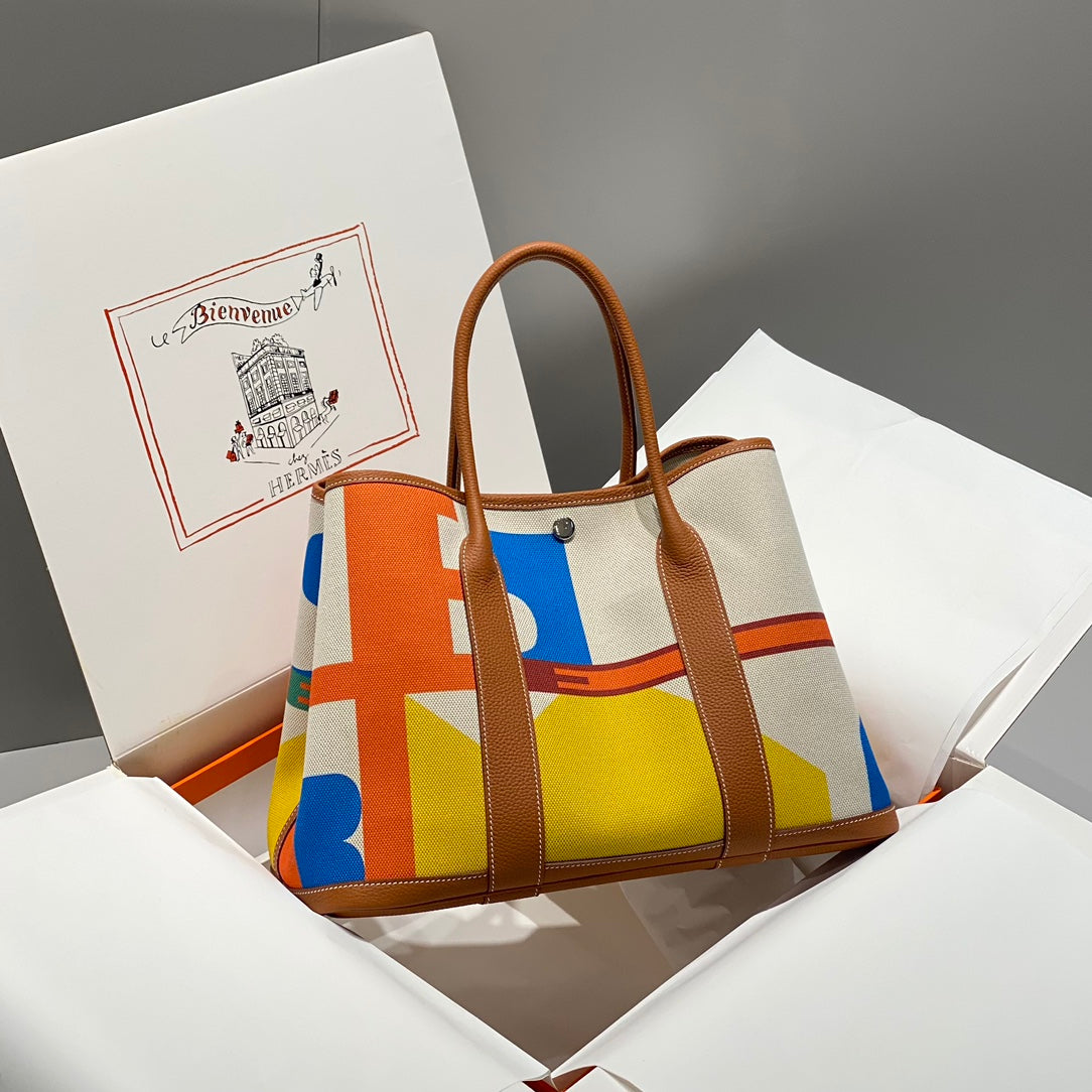 HM Garden Party 36 Multicolor Canvas And Negonda Calfskin 243386
