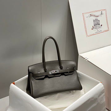 HM Shoulder Birkin 29CM Ebony Swift Leather Silver Hardware