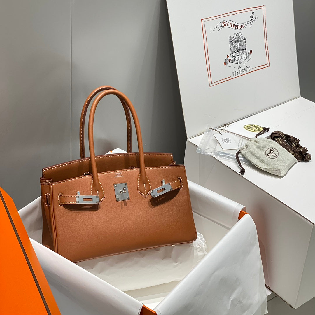 HM Shoulder Birkin 29CM Gold Swift Leather Silver Hardware