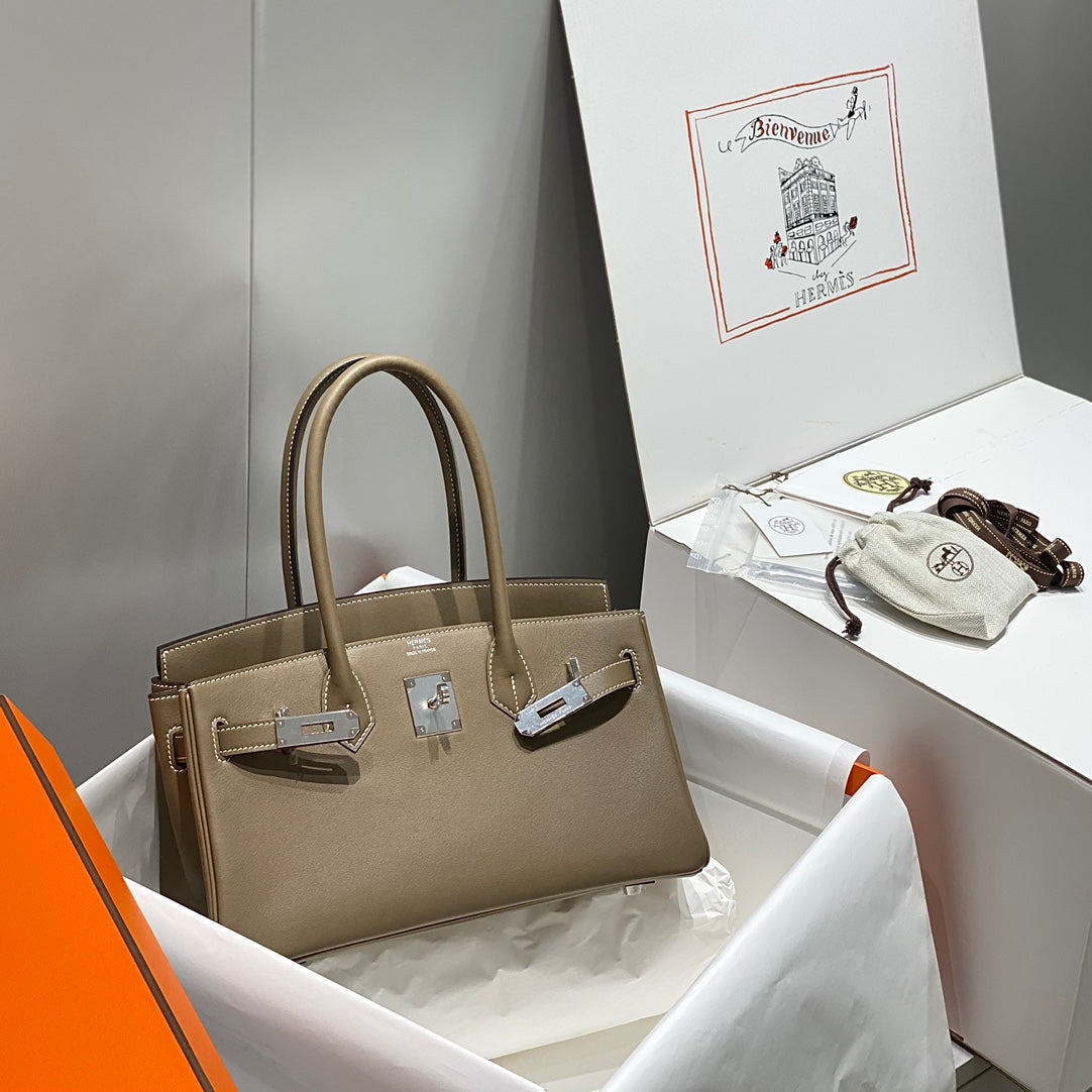 HM Shoulder Birkin 29CM Elephant Gray Swift Leather Silver Hardware