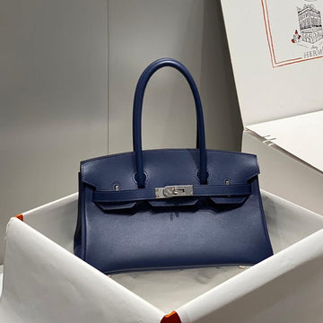 HM Shoulder Birkin 29CM Deep Blue Swift Leather Silver Hardware