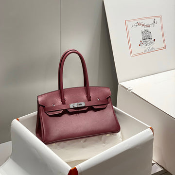 HM Shoulder Birkin 29 Wine Red Brown Leather 222339