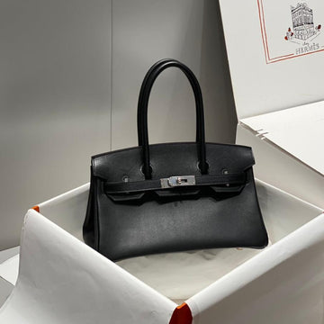 HM Shoulder Birkin 29CM Black Swift Leather Silver Hardware