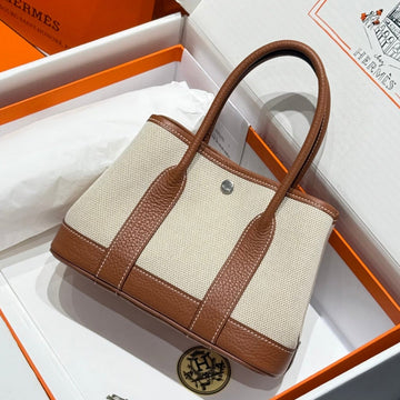HM Garden Party Mini 23CM Bag Gold Togo Cream Canvas