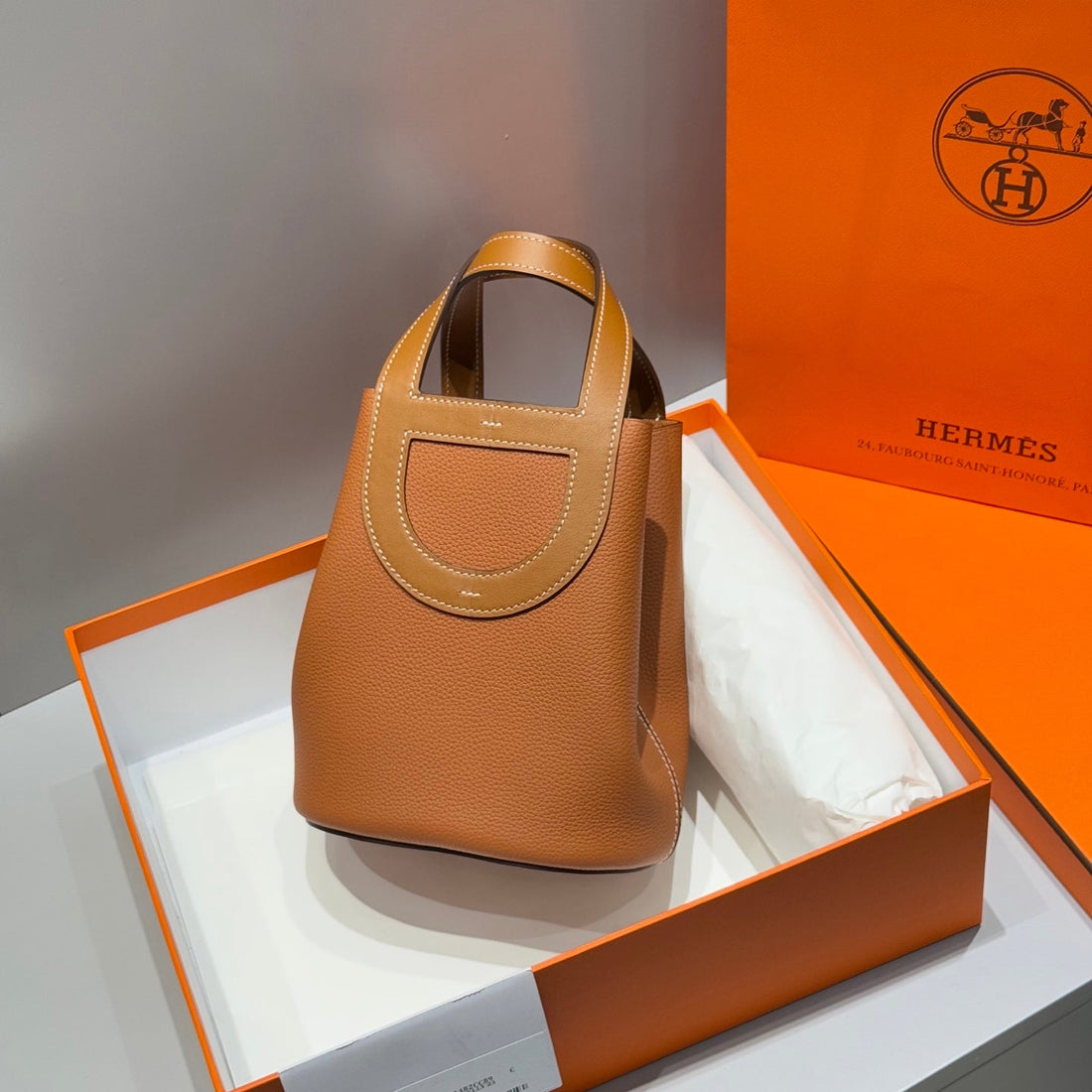 HM In-The-Loop 18CM Bag Tan Brown Taurillon Clemence Leather