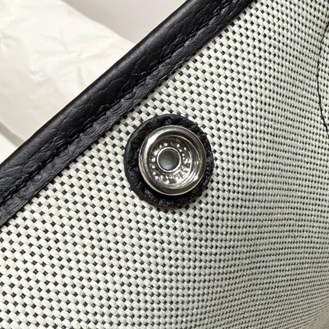 HM Garden Party 30CM Bag Black Togo Grey Canvas
