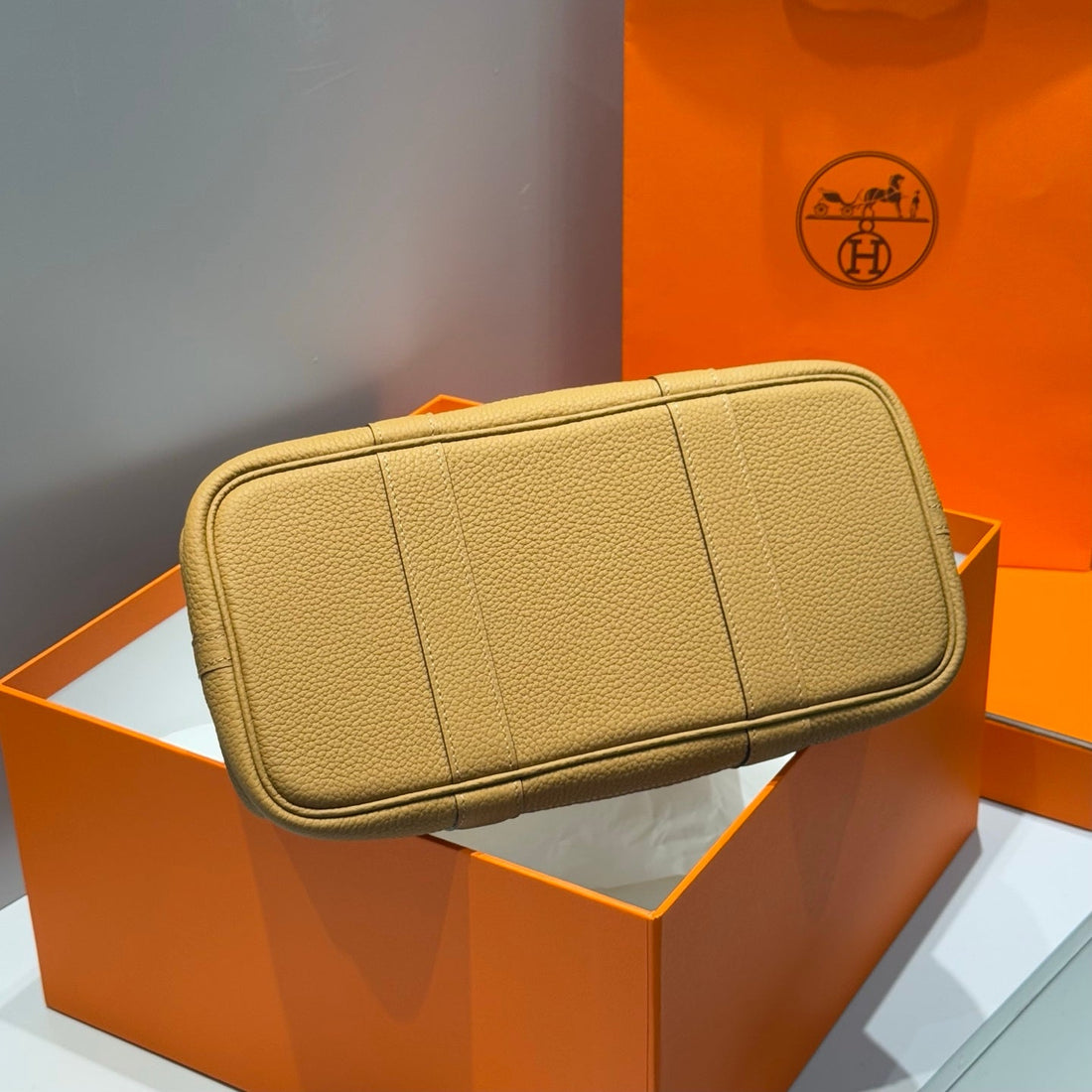 Hermes Garden Party 30CM Milk Tea Silver Buckle Calfskin 255793