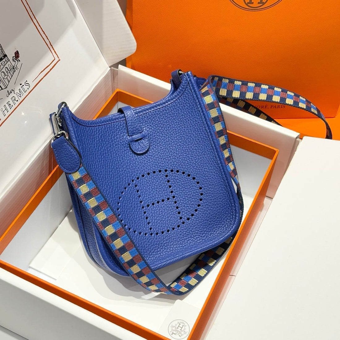 Hermes Evelyn 18 Bag Electric Blue Epsom Leather 255533