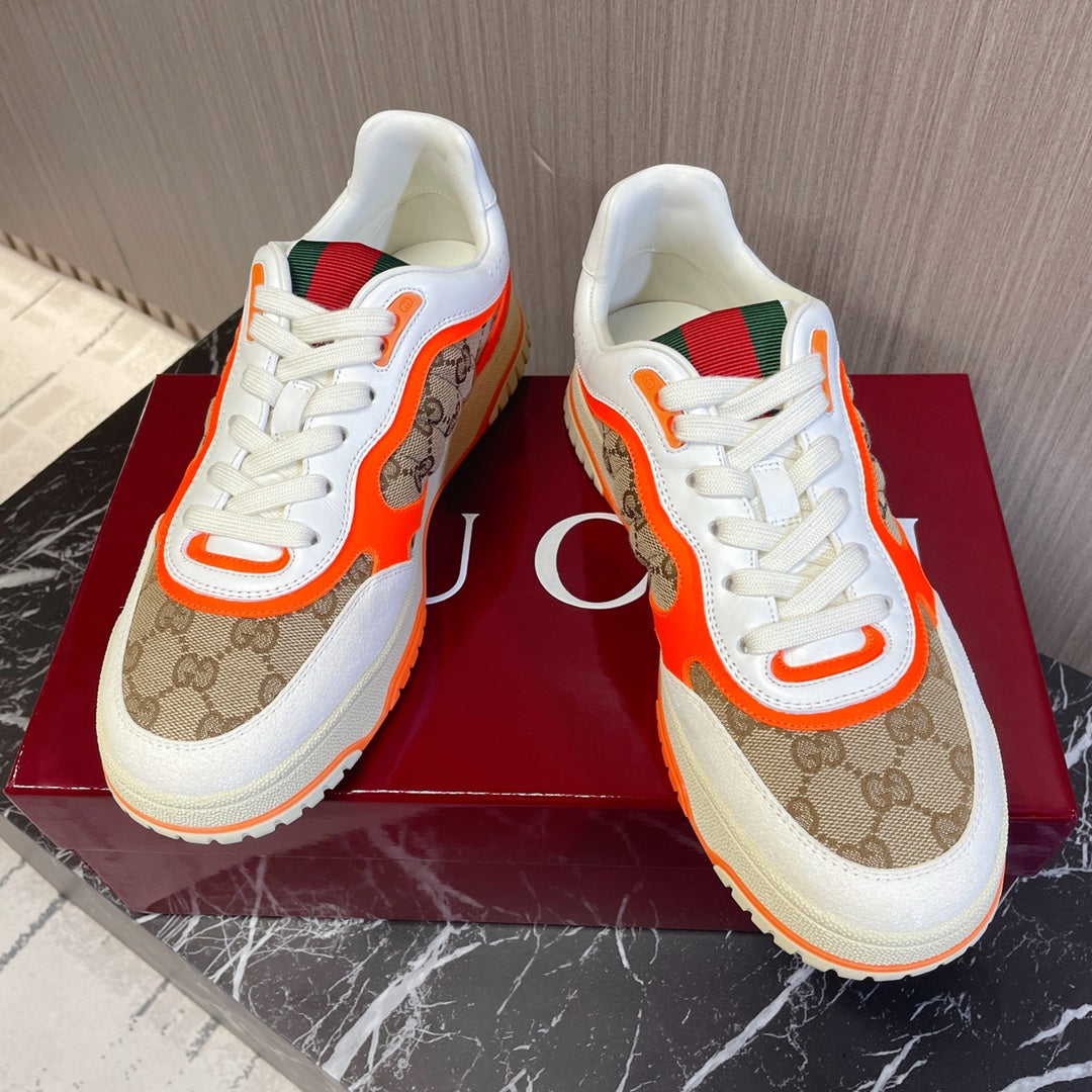 GG Retro Sneakers For Couples White Tiger Orange