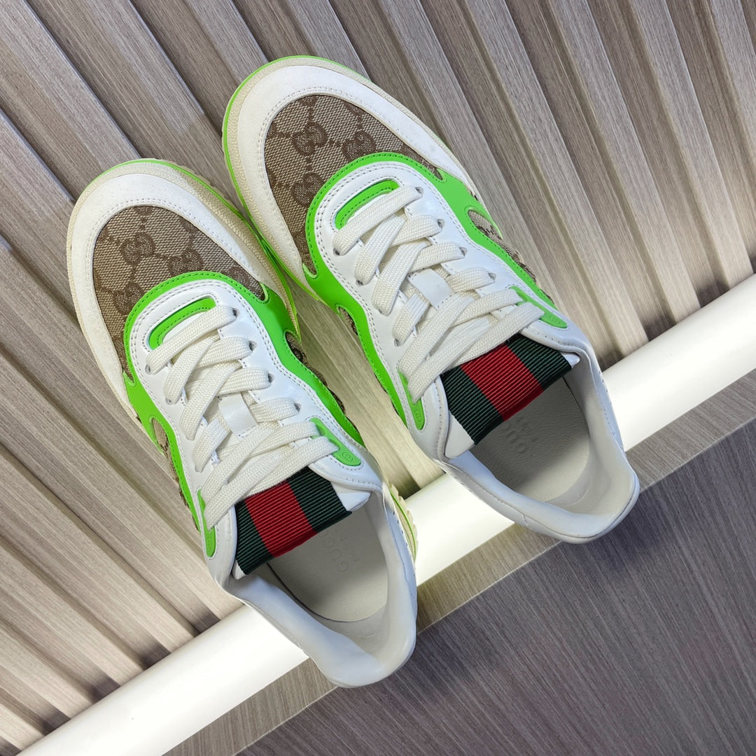 GG Retro Sneakers For Couples White Kelly Green