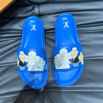 LV Slippers In Cobalt Blue Monogram Calfskin