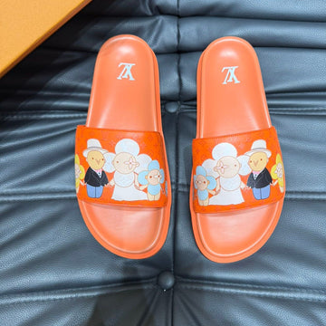 LV Slippers In Carrot Orange Monogram Calfskin