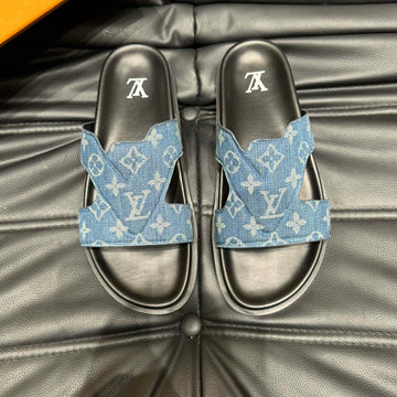 LV Oasis Mule In Blue Denim Monogram Jacquard