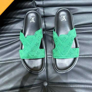 LV Oasis Mule In Emerald Green Monogram Jacquard