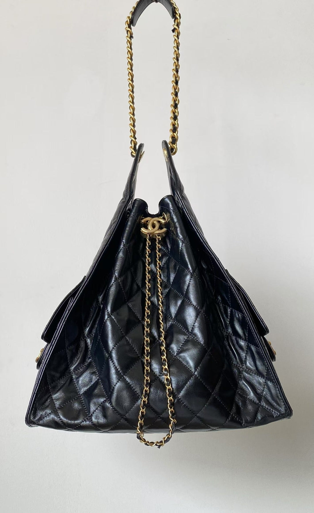 CC 25C Hobo Bags 40CM Black Calfskin