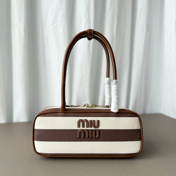 Miu Miu Large Shoulder Bag Striped Canvas