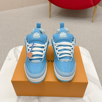 LV Skate Sneakers Blue Metallic And Perforated Calf Leather 528546