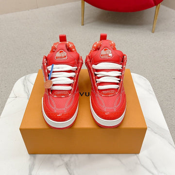 LV Skate Sneakers Orange Metallic And Perforated Calf Leather 528547