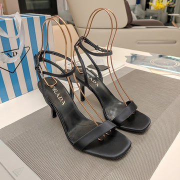 Pra High-Heeled Sandals Black Satin