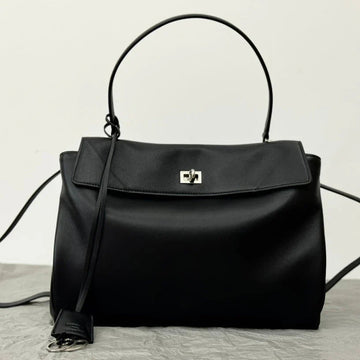 Balenciaga Medium Rodeo Bag 35 Black Calfskin Sliver Hardware