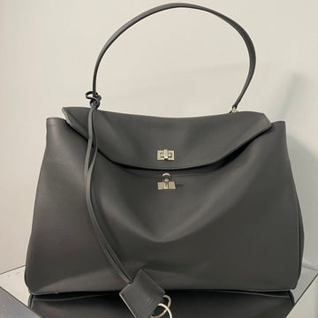 Rodeo Large Bag 40 In Grey Smooth Calfskin Silver Hardware