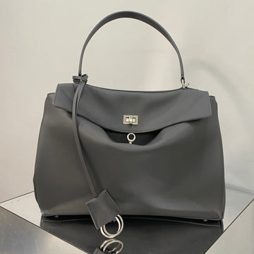 Rodeo Medium Bag 35 In Grey Smooth Calfskin Silver Hardware