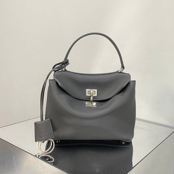 Rodeo Mini Bag 22 In Grey Smooth Calfskin Silver Hardware