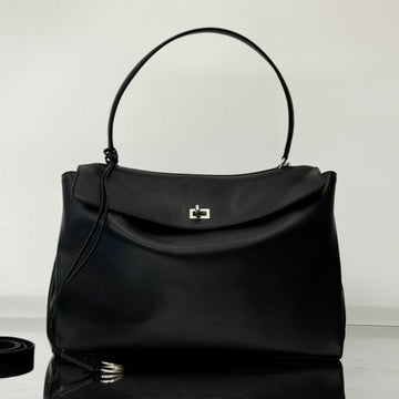 Rodeo Large Bag 40 In Black Smooth Calfskin Silver Hardware