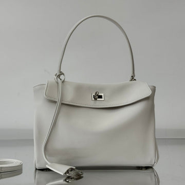 Rodeo Small Bag 29 In White Smooth Calfskin Silver Hardware
