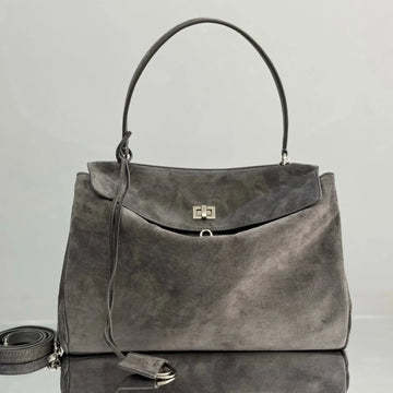 Balenciaga Medium Bag 35 Gray Suede Sliver Hardware