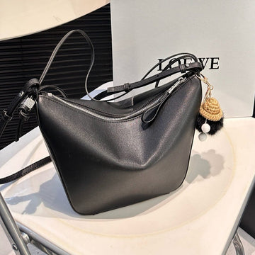 Loe Luna Hobo 17 Bag In Black Calfskin