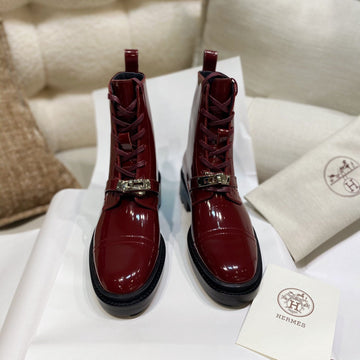 Hm Funk Ankle Boot Red Shiny Cowhide 348024