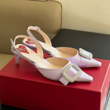 Viv Canard Slingback Pumps 55 In Violet Satin