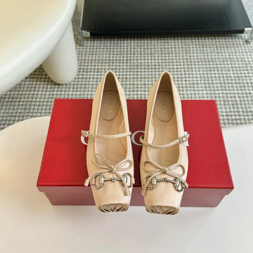 GG Ballet Flat Cream Silk